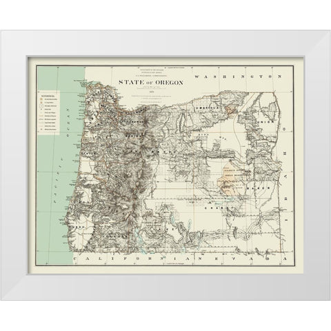 Oregon - Bien 1879 White Modern Wood Framed Art Print by Bien