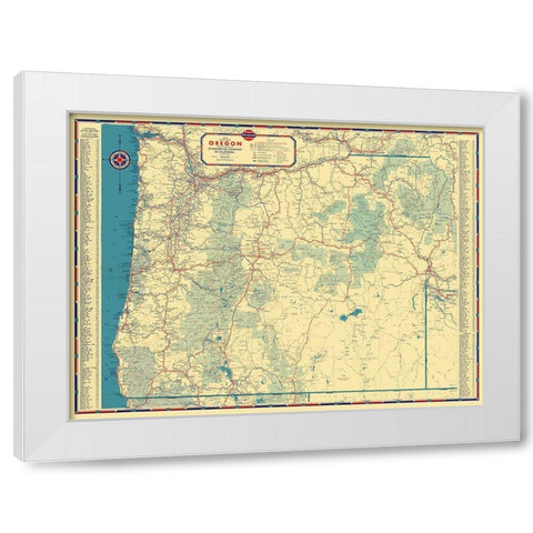 Oregon - Gousha 1935 White Modern Wood Framed Art Print by Gousha