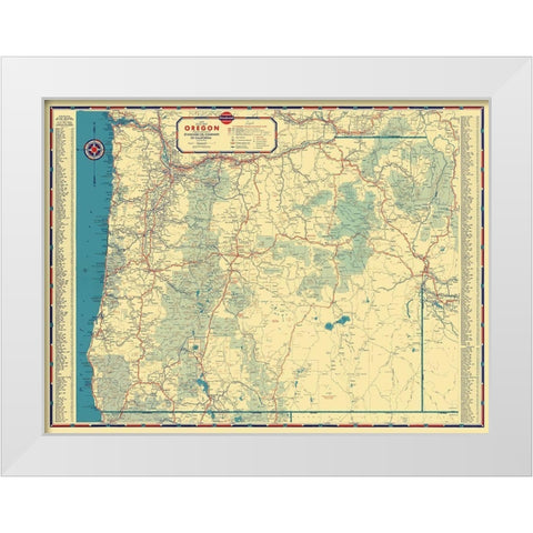 Oregon - Gousha 1935 White Modern Wood Framed Art Print by Gousha