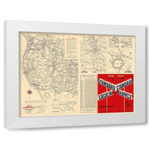 Western United States - Gousha 1935 White Modern Wood Framed Art Print by Gousha