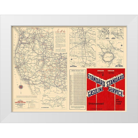 Western United States - Gousha 1935 White Modern Wood Framed Art Print by Gousha