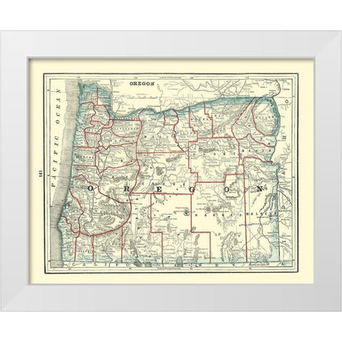 Oregon - Rathbun 1893 White Modern Wood Framed Art Print by Rathbun