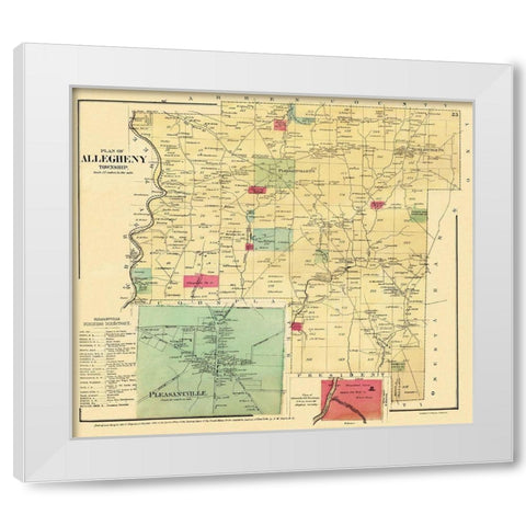 Allegheny Pennsylvania Landowner - Mayer 1865 White Modern Wood Framed Art Print by Mayer