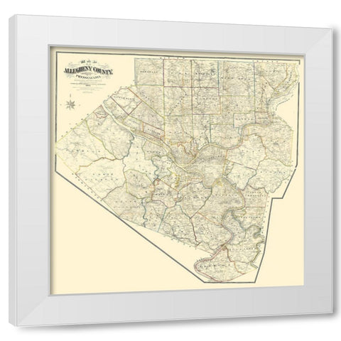 Alleghany County Pennsylvania - Krebs 1883 White Modern Wood Framed Art Print by Krebs