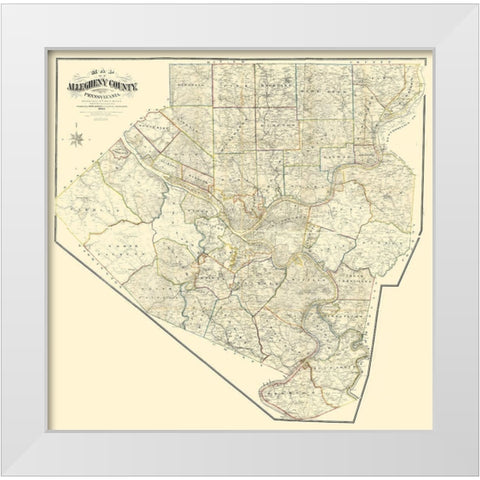 Alleghany County Pennsylvania - Krebs 1883 White Modern Wood Framed Art Print by Krebs