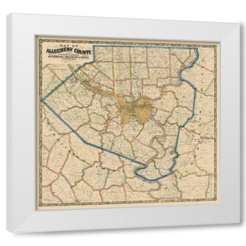 Alleghany County Pennsylvania - Krebs 1890 White Modern Wood Framed Art Print by Krebs