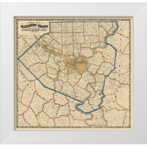 Alleghany County Pennsylvania - Krebs 1890 White Modern Wood Framed Art Print by Krebs