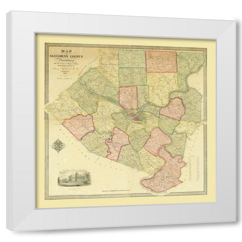 Alleghany County Pennsylvania - McRea 1851 White Modern Wood Framed Art Print by McRea