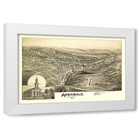 Archbald Pennsylvania - Moyer 1892 White Modern Wood Framed Art Print by Moyer