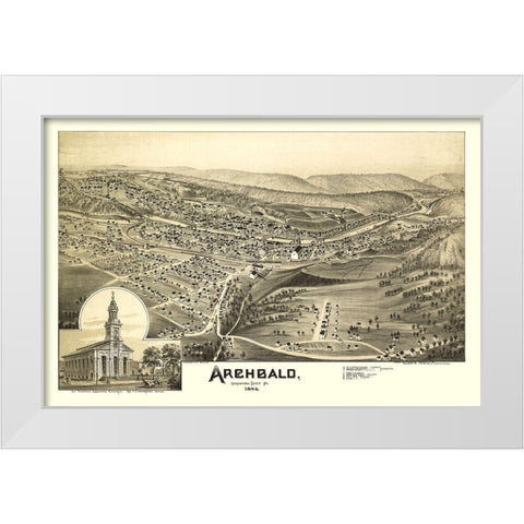 Archbald Pennsylvania - Moyer 1892 White Modern Wood Framed Art Print by Moyer
