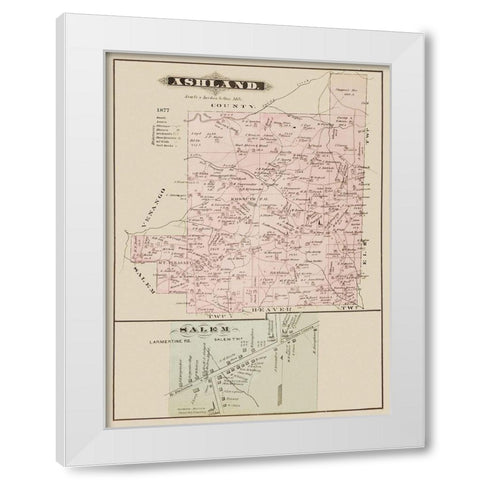 Ashland, Salem Pennsylvania Landowner White Modern Wood Framed Art Print by Caldwell
