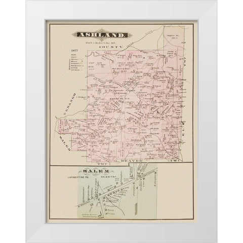 Ashland, Salem Pennsylvania Landowner White Modern Wood Framed Art Print by Caldwell