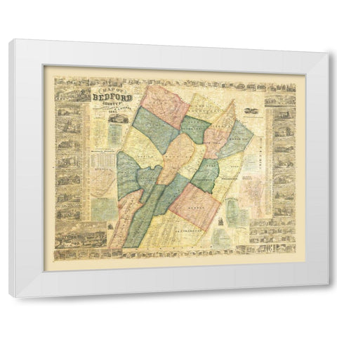 Bedford County Pennsylvania - Walker 1861 White Modern Wood Framed Art Print by Walker