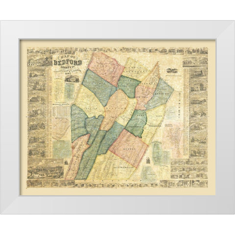 Bedford County Pennsylvania - Walker 1861 White Modern Wood Framed Art Print by Walker