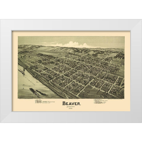 Beaver Pennsylvania - Moyer 1900 White Modern Wood Framed Art Print by Moyer