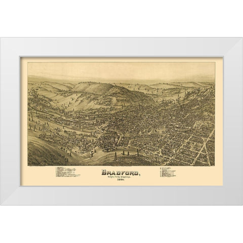Bradford Pennsylvania - Moyer 1895 White Modern Wood Framed Art Print by Moyer