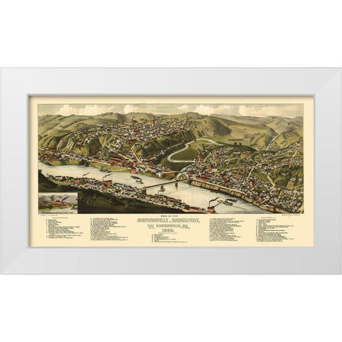 Brownsville Pennsylvania - Jones 1883 White Modern Wood Framed Art Print by Jones