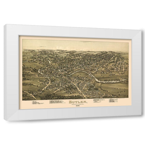 Butler Pennsylvania - Moyer 1896 White Modern Wood Framed Art Print by Moyer
