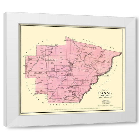 Canal Pennsylvania Landowner - Mayer 1865 White Modern Wood Framed Art Print by Mayer