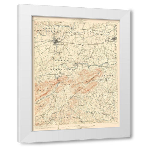 Carlisle Pennsylvania Quad - USGS 1904 White Modern Wood Framed Art Print by USGS