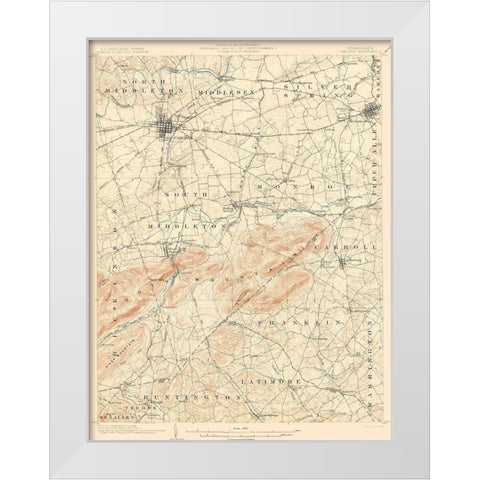 Carlisle Pennsylvania Quad - USGS 1904 White Modern Wood Framed Art Print by USGS