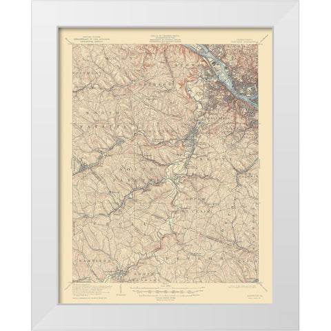 Carnegie Pennsylvania Quad - USGS 1906 White Modern Wood Framed Art Print by USGS