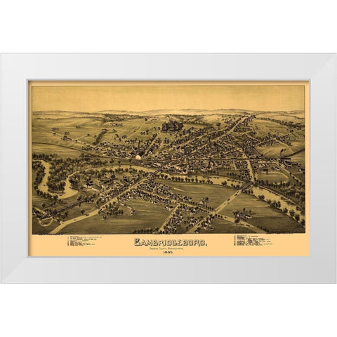 Cambridgeboro Pennsylvania - Fowler 1895 White Modern Wood Framed Art Print by Fowler