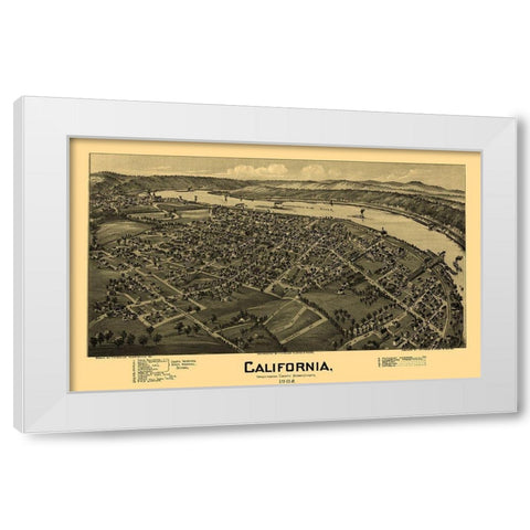California Pennsylvania - Fowler 1902 White Modern Wood Framed Art Print by Fowler