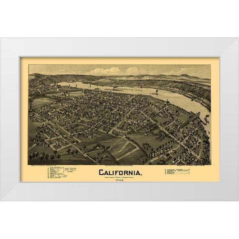 California Pennsylvania - Fowler 1902 White Modern Wood Framed Art Print by Fowler