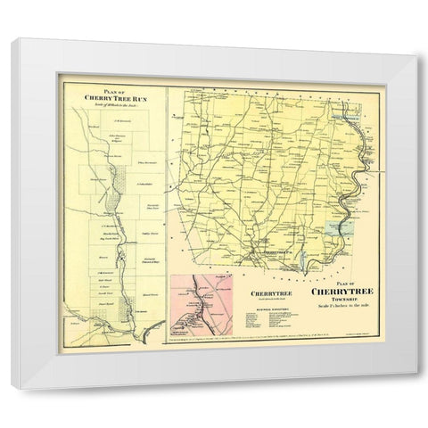 Cherry Tree Pennsylvania Landowner - Beers 1865 White Modern Wood Framed Art Print by Beers