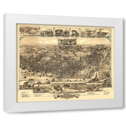 Chester Pennsylvania - Bailey 1885 White Modern Wood Framed Art Print by Bailey
