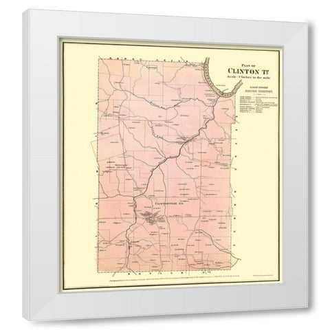 Clinton Pennsylvania Landowner - Mayer 1865 White Modern Wood Framed Art Print by Mayer