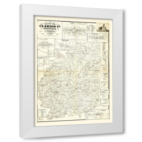 Clarion County Pennsylvania - Pomeroy 1865 White Modern Wood Framed Art Print by Pomeroy