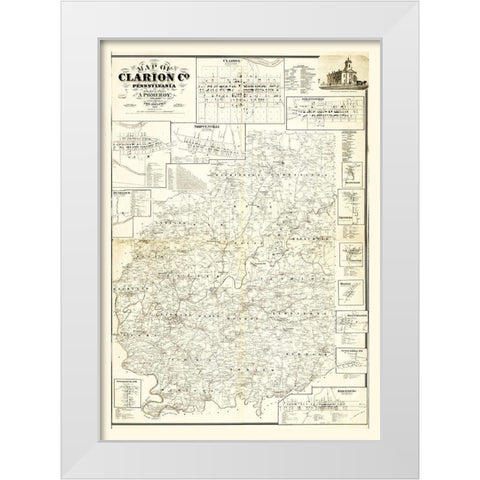 Clarion County Pennsylvania - Pomeroy 1865 White Modern Wood Framed Art Print by Pomeroy