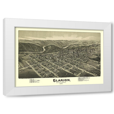 Clarion Pennsylvania - Moyer 1896 White Modern Wood Framed Art Print by Moyer
