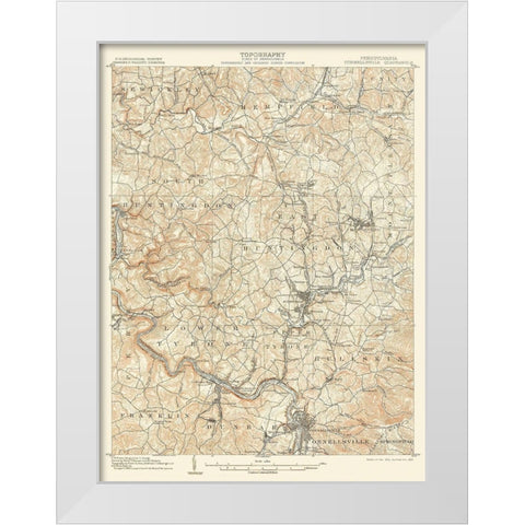 Connellsville Pennsylvania Quad - USGS 1902 White Modern Wood Framed Art Print by USGS