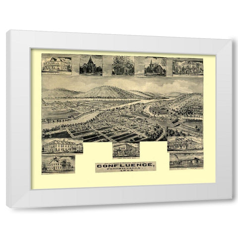 Confluence Pennsylvania -1905 White Modern Wood Framed Art Print by Unknown