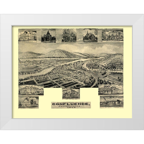 Confluence Pennsylvania -1905 White Modern Wood Framed Art Print by Unknown