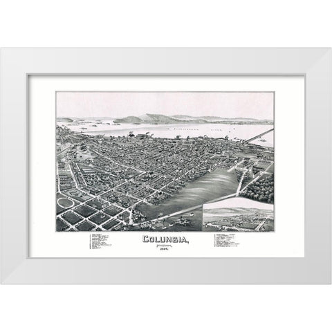 Columbia Pennsylvania - Moyer 1894 White Modern Wood Framed Art Print by Moyer
