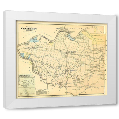 Cranberry Pennsylvania Landowner - Beers 1885 White Modern Wood Framed Art Print by Beers
