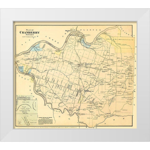 Cranberry Pennsylvania Landowner - Beers 1885 White Modern Wood Framed Art Print by Beers