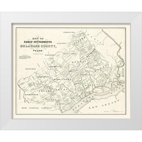 Delaware County Pennsylvania - Bowen 1790 White Modern Wood Framed Art Print by Bowen
