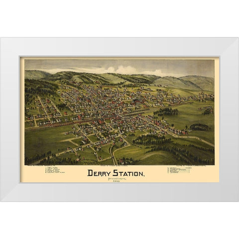 Derry Pennsylvania - Moyer 1900 White Modern Wood Framed Art Print by Moyer
