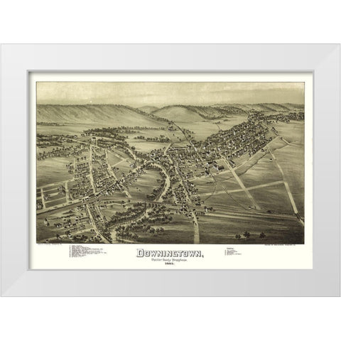 Downington Pennsylvania - Fowler 1893 White Modern Wood Framed Art Print by Fowler
