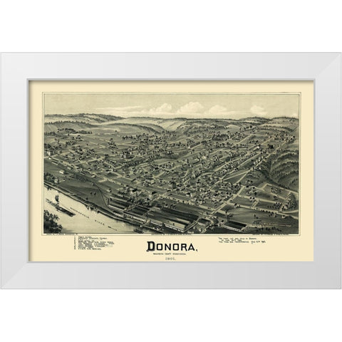 Donora Pennsylvania - Moyer 1901 White Modern Wood Framed Art Print by Moyer