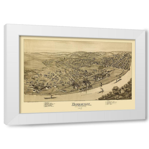 Duquesne Pennsylvania - Fowler 1897 White Modern Wood Framed Art Print by Fowler