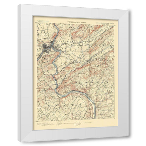 Easton Pennsylvania New Jersey Sheet - USGS 1890 White Modern Wood Framed Art Print by USGS