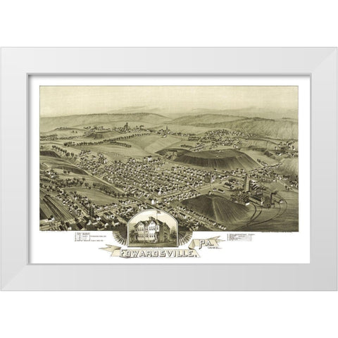 Edwardsville Pennsylvania - Fowler 1892 White Modern Wood Framed Art Print by Fowler