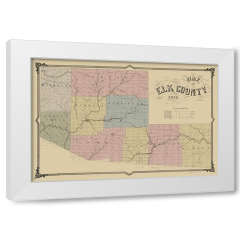 Elk County Pennsylvania - Philed 1855 White Modern Wood Framed Art Print by Philed