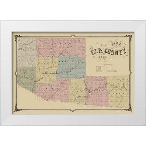 Elk County Pennsylvania - Philed 1855 White Modern Wood Framed Art Print by Philed